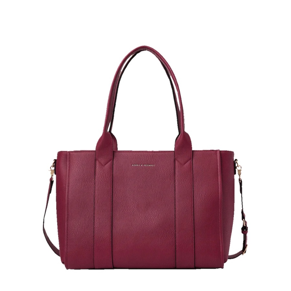 NWT Poppy & Peonies burgundy multitasker Tote Bag